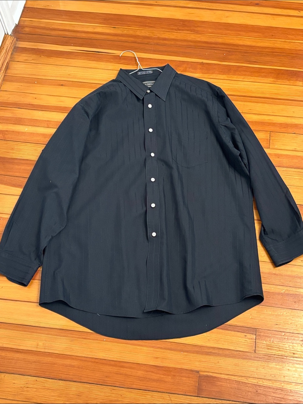 David Taylor Black Long-Sleeve Dress Shirt